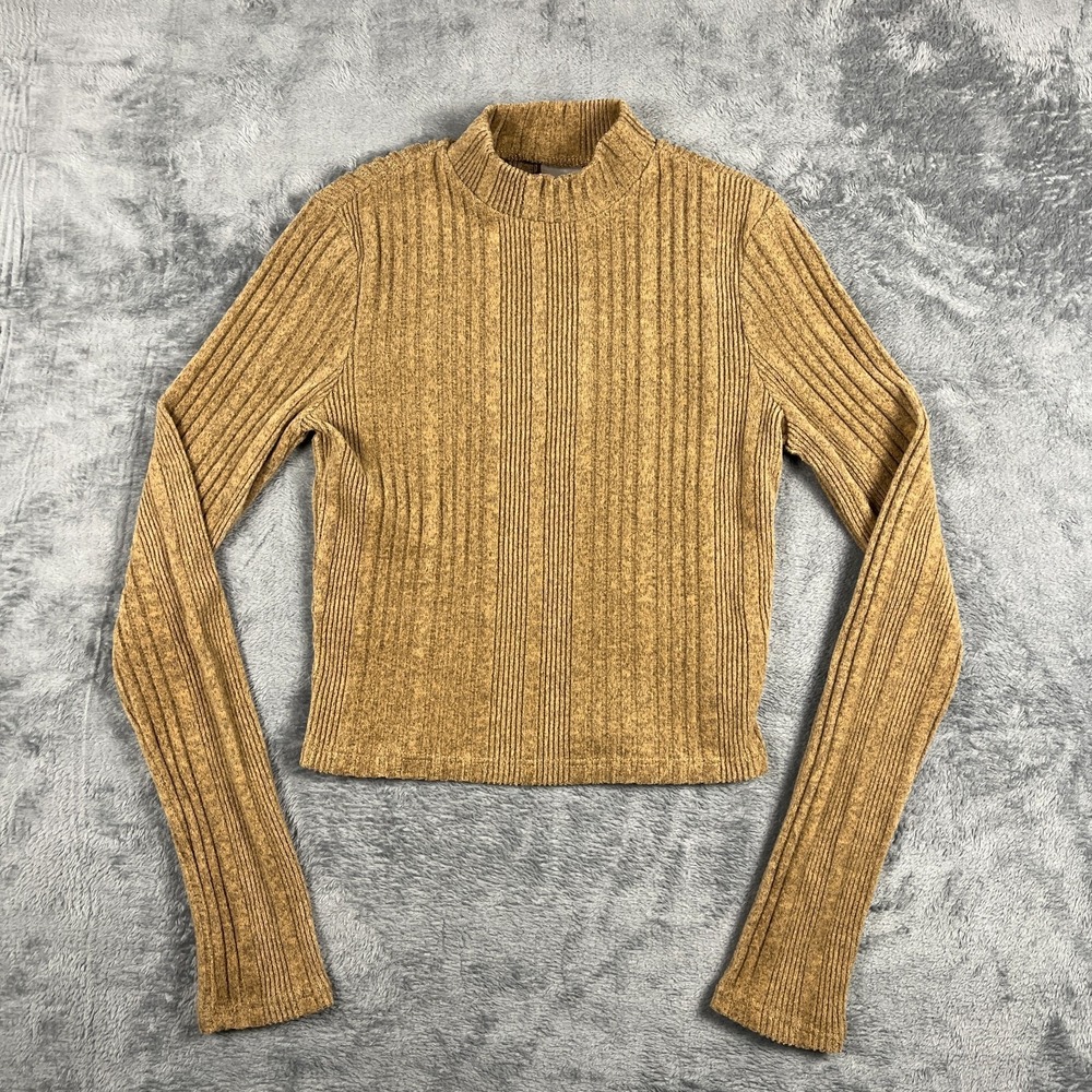 No Boundaries Sweater Girls Juniors Small 3-5 Brown Ribbed Mock Neck Pullover